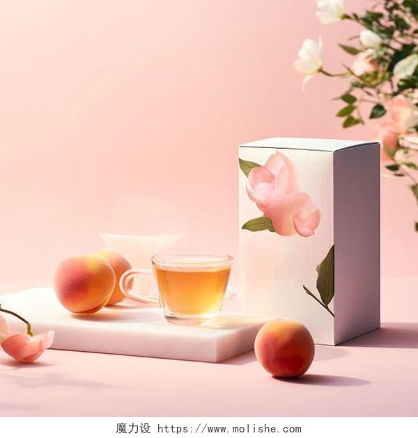 粉色果茶花茶茶叶产品摄影图宣传背景
